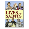 book cover with drawings of saints